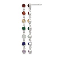 Sterling Silver Rhodium Plated Multicolor Quartz Dangle Post Earrings view 1