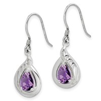 Sterling Silver Amethyst Polished Fancy Dangle Earrings view 2