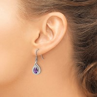 Sterling Silver Amethyst Polished Fancy Dangle Earrings view 3