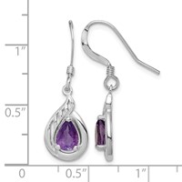 Sterling Silver Amethyst Polished Fancy Dangle Earrings view 4