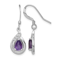 Sterling Silver Amethyst Polished Fancy Dangle Earrings view 1