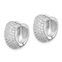 Sterling Silver Rhodium-plated CZ Hinged Hoop Earrings view 2