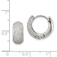 Sterling Silver Rhodium-plated CZ Hinged Hoop Earrings view 4