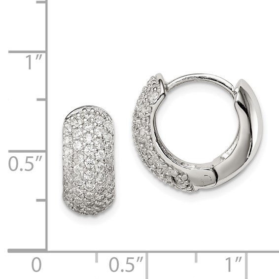 Sterling Silver Rhodium-plated CZ Hinged Hoop Earrings