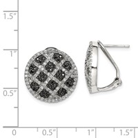 Sterling Silver Rhod-pltd Black White CZ Criss Cross Omega Back Earrings view 4