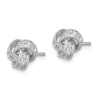 Sterling Silver Rhodium-plated CZ Love Knot Post Earrings view 2