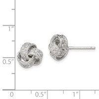 Sterling Silver Rhodium-plated CZ Love Knot Post Earrings view 4