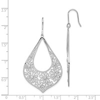 Sterling Silver Rhodium-plated Polished CZ Floral Teardrop Dangle Earrings view 4