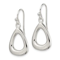 Sterling Silver Polished Triangular Shaped Dangle Earrings view 2