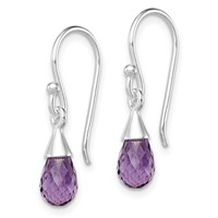 Sterling Silver Amethyst Dangle Earrings view 2