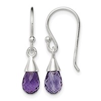 Sterling Silver Amethyst Dangle Earrings view 1