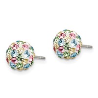 Sterling Silver Rhod-pltd Multicolor Preciosa Crystal 7mm Post Earrings view 2
