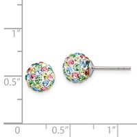 Sterling Silver Rhod-pltd Multicolor Preciosa Crystal 7mm Post Earrings view 4