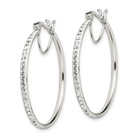 Sterling Silver Rhodium-plated White Preciosa Crystal Hoop Earrings view 2