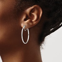 Sterling Silver Rhodium-plated White Preciosa Crystal Hoop Earrings view 3