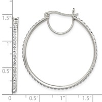 Sterling Silver Rhodium-plated White Preciosa Crystal Hoop Earrings view 4