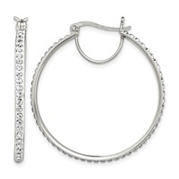 Sterling Silver Rhodium-plated White Preciosa Crystal Hoop Earrings view 1