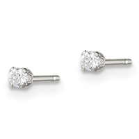 Sterling Silver Polished 2mm Round Snap Set CZ Stud Earrings view 2