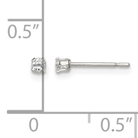 Sterling Silver Polished 2mm Round Snap Set CZ Stud Earrings view 4