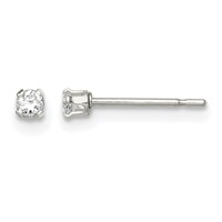 Sterling Silver Polished 2mm Round Snap Set CZ Stud Earrings view 1