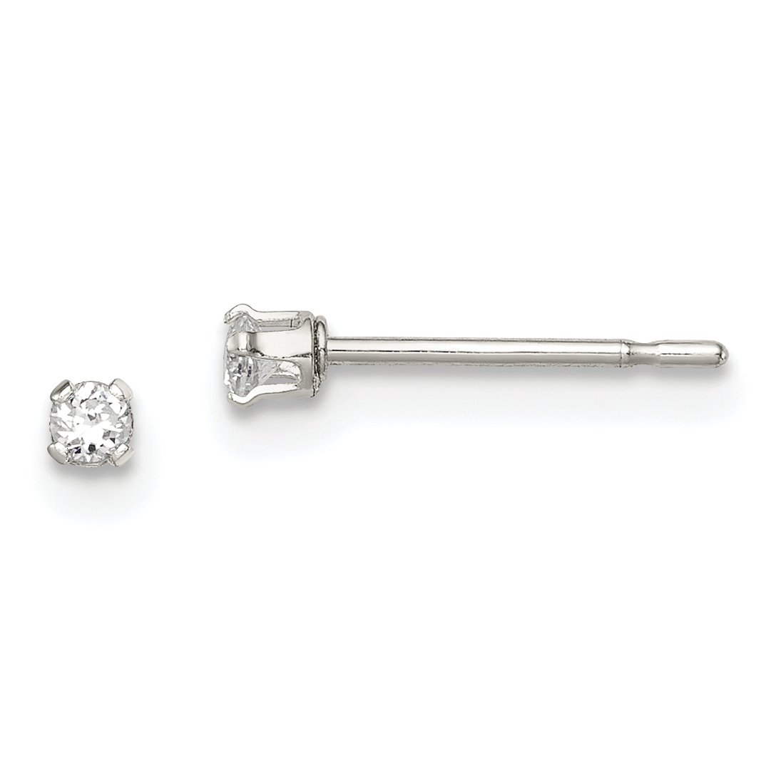Sterling Silver 2mm Round Snap Set Cz Stud Earrings Weight Grams Sterling Silver 2mm Round Snap Set Cz Stud Earrings Weight Grams Length Width