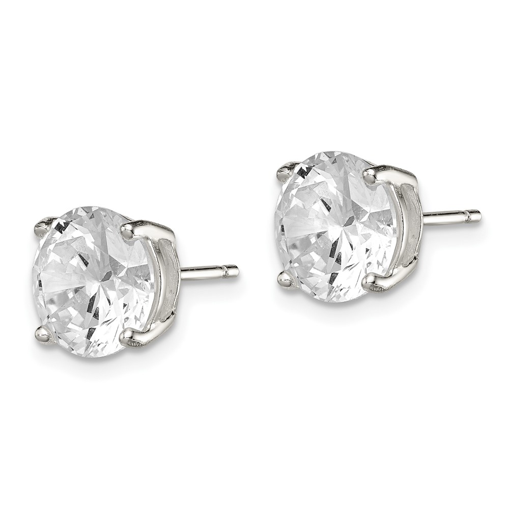 Sterling Silver 9mm Round Basket Set CZ Stud Earrings (QE7472)