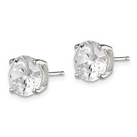 Sterling Silver 9mm Round Basket Set CZ Stud Earrings view 2