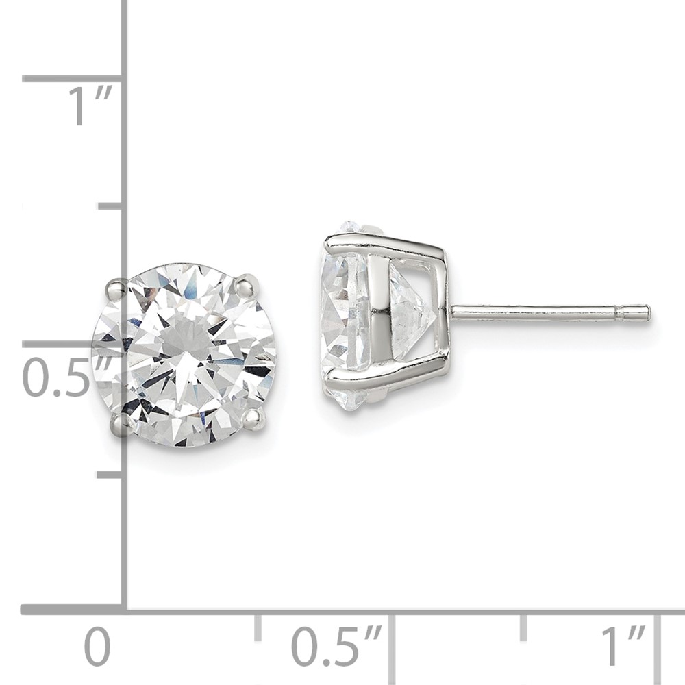 Sterling Silver 9mm Round Basket Set CZ Stud Earrings (QE7472)