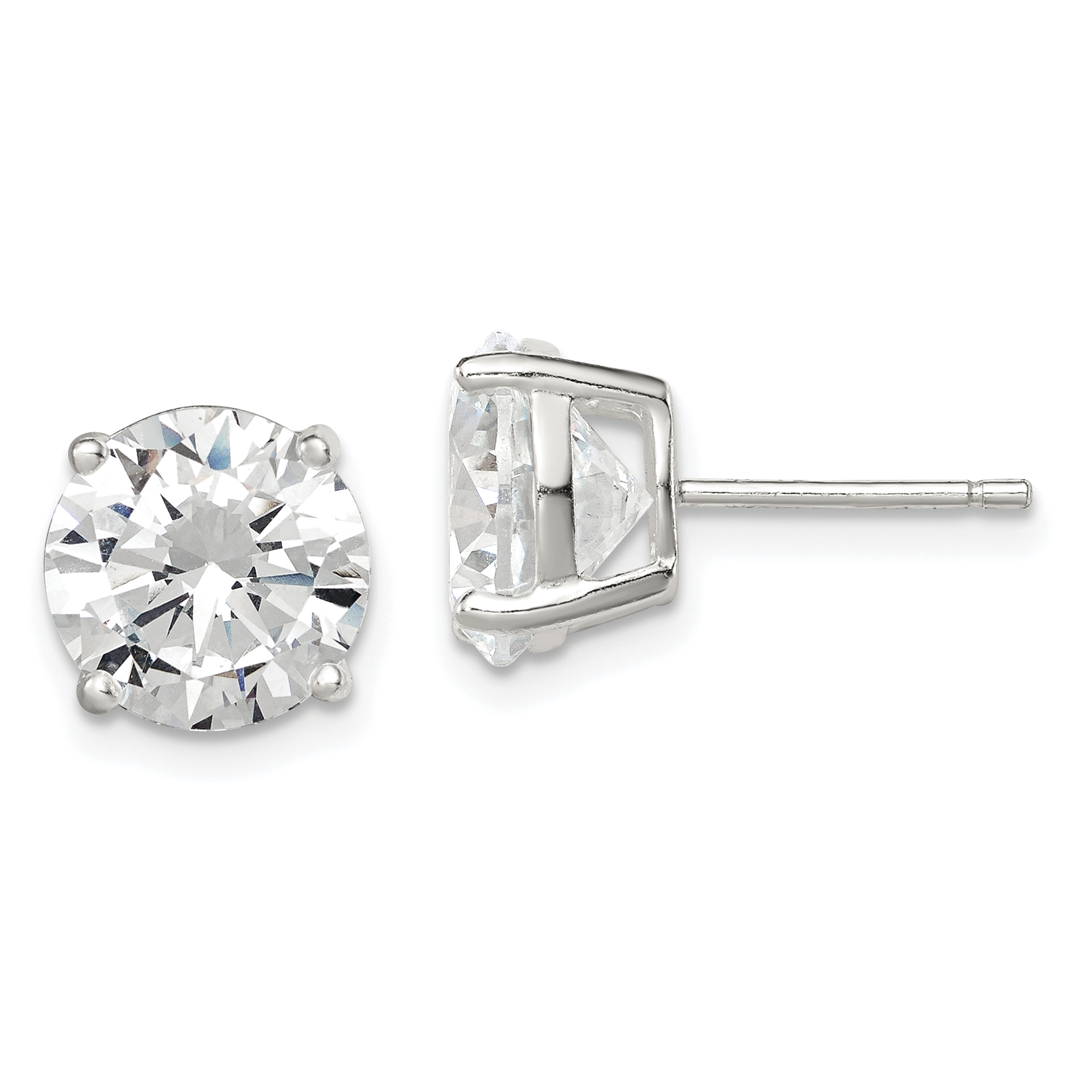 Sterling Silver 9mm Round Basket Set CZ Stud Earrings (QE7472)
