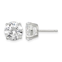 Sterling Silver 9mm Round Basket Set CZ Stud Earrings view 1
