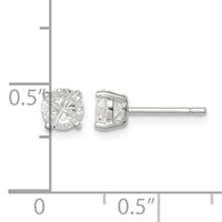 Sterling Silver 5mm Round Basket Set Cross-cut CZ Stud Earrings view 4