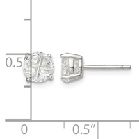 Sterling Silver 6mm Round Basket Set Cross-cut CZ Stud Earrings view 4