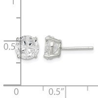 Sterling Silver 7mm Round Basket Set Cross-cut CZ Stud Earrings view 4