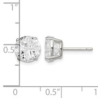 Sterling Silver 8mm Round Basket Set Cross-cut CZ Stud Earrings view 4