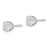 Sterling Silver 5mm Round Snap Set Laser-cut CZ Stud Earrings view 2