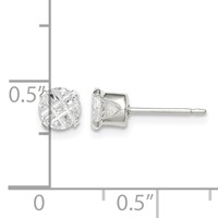Sterling Silver 5mm Round Snap Set Laser-cut CZ Stud Earrings view 4