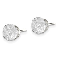 Sterling Silver 7mm Round Snap Set Laser-cut CZ Stud Earrings view 2