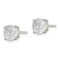 Sterling Silver 7mm Round Basket Set Laser-cut CZ Stud Earrings view 2