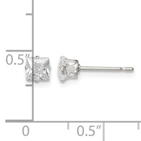 Sterling Silver 4mm Square Snap Set CZ Stud Earrings view 4