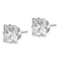 Sterling Silver 9mm Square Snap Set CZ Stud Earrings view 2