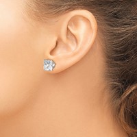 Sterling Silver 9mm Square Snap Set CZ Stud Earrings view 3