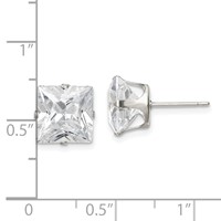 Sterling Silver 9mm Square Snap Set CZ Stud Earrings view 4