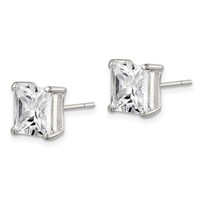 Sterling Silver 8mm Square CZ Basket Set Stud Earrings view 2