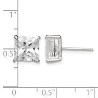 Sterling Silver 8mm Square CZ Basket Set Stud Earrings view 4