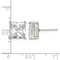 Sterling Silver 9mm Square CZ Basket Set Stud Earrings view 5