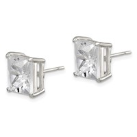 Sterling Silver 10mm Square CZ Basket Set Stud Earrings view 2