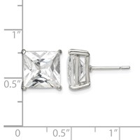 Sterling Silver 10mm Square CZ Basket Set Stud Earrings view 4