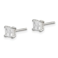 Sterling Silver 4mm Square Cross-cut CZ Basket Set Stud Earrings view 2