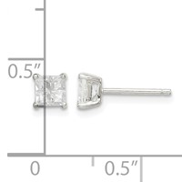 Sterling Silver 4mm Square Cross-cut CZ Basket Set Stud Earrings view 4