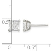 Sterling Silver 5mm Square Cross-cut CZ Basket Set Stud Earrings view 4
